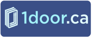 1door.ca logo with blue background